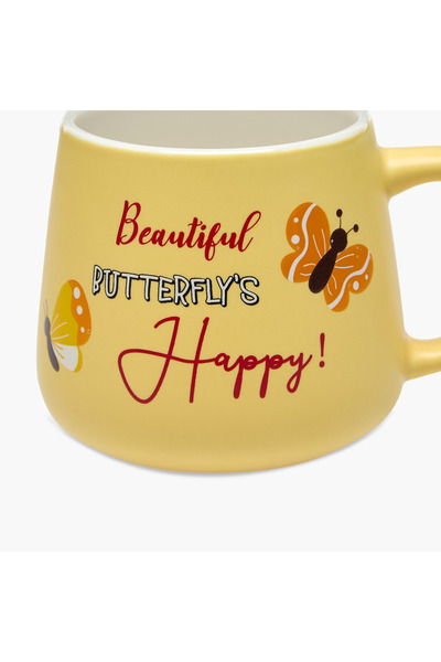 Lifestyle Butterfly Graphic Print Ceramic Mug - 450 ml