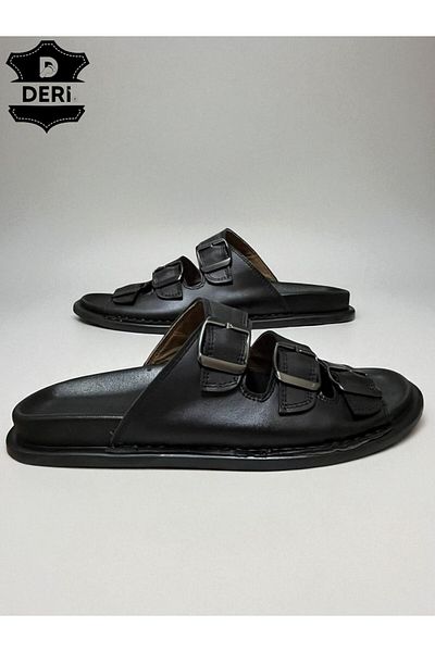 MODERN Ανδρικές δερμάτινες παντόφλες Bella Soft Leather με γνήσιο δέρμα με αγκράφα και ελαφριά σόλα