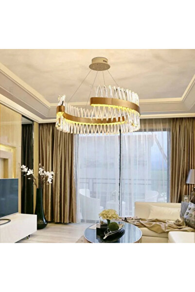 LUXXO Candelabru echipat cu LED, 68W, tricolor, corp aluminiu, decoruri cristale, diametru 80cm, Diamonds