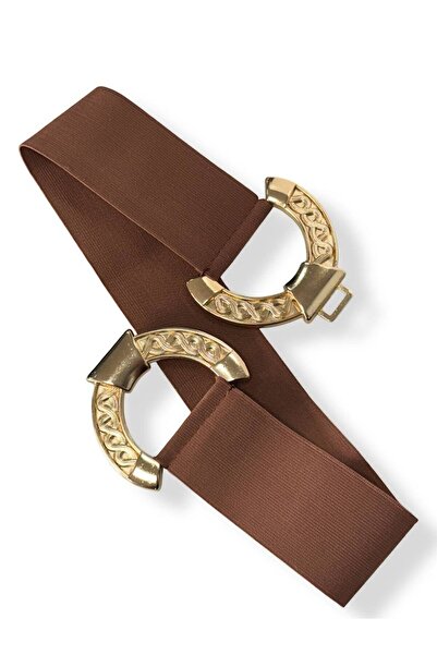 Kemerix Women's Gold Buckle Elastic Waist Belt Corset