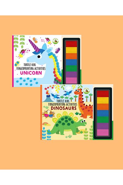 TURTLEKİDS Turtle Kids Fingerprint Activities Series 2 Pack (Unicorn-Dinosaurs)