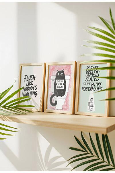 21mxm Set de 3 tablouri pe pânză cu citate amuzante pentru baie – Artă murală...