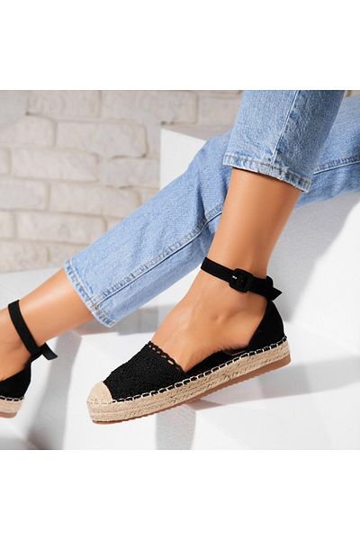Joana Women's Black Espadrilles from Cataleya Textile