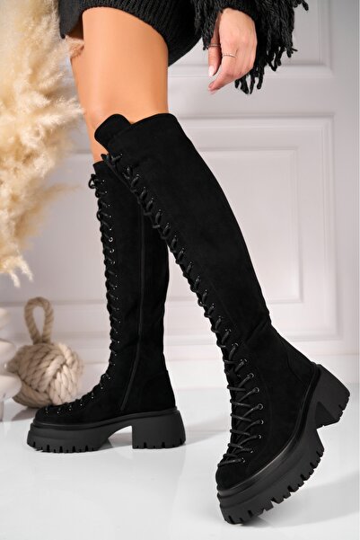 Joana Cizme Dama Imblanite Negre din Piele Ecologica Intoarsa Suraya2