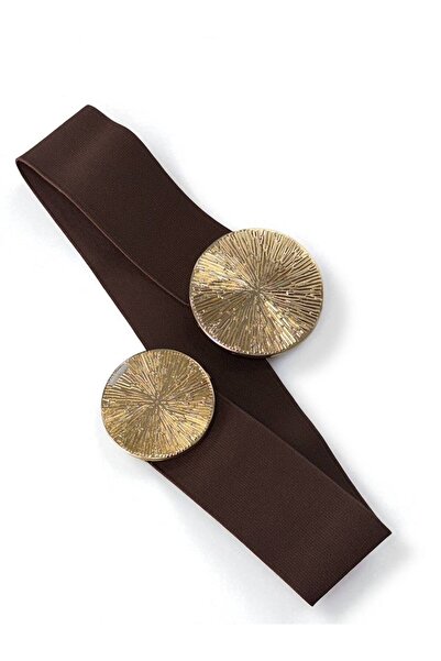 Kemerix Women's Gold Buckle Elastic Waist Belt Corset