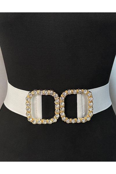 Kemerix Women's Gold Buckle Elastic Waist Belt Corset