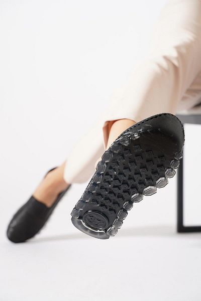 Moda Pie Naste Double Tire Laser Women's Genuine Leather Shoes Black Skin