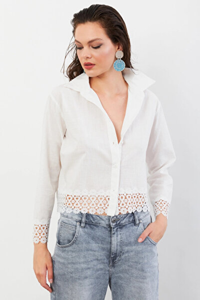 Cool & Sexy Women's Ecru Laced Shirt Mpc030