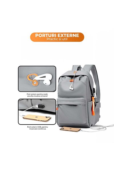 Timebox Waterproof Backpack, Waterproof, up to 16 inches, 3 compartments, USB Port, External headphone port