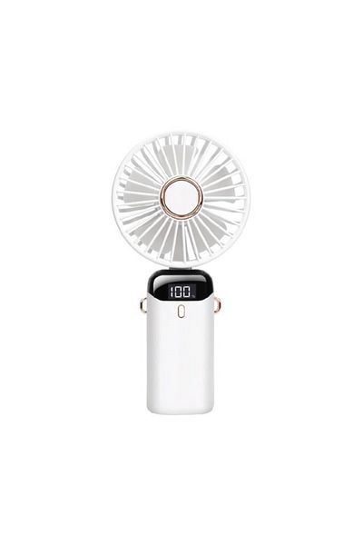 Denx DX2611 Portable Handheld Fan, 5-Speed, Rechargeable, Silent Cooling for Home & Travel (White)