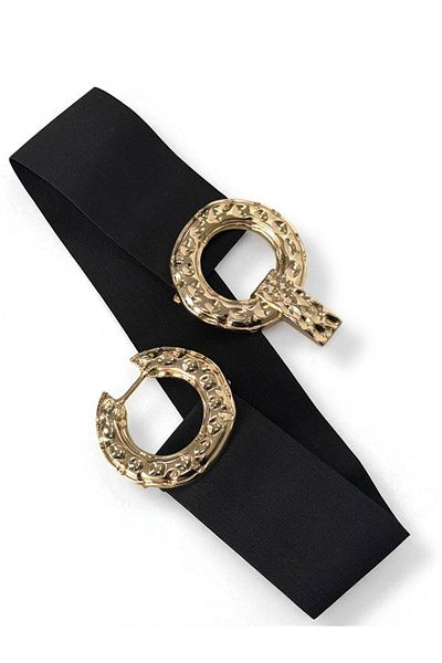 Kemerix Women's Gold Buckle Elastic Waist Belt Corset