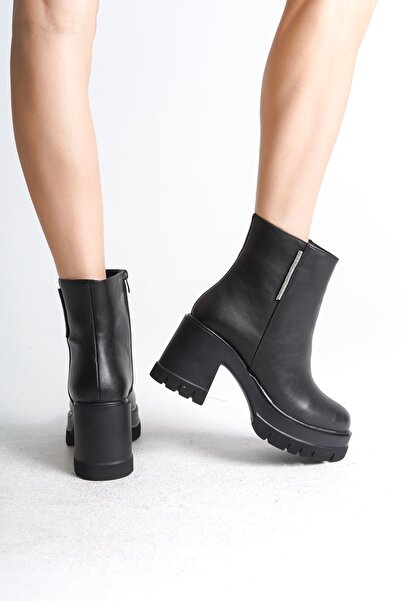 Joy Ayakkabı Γυναικείες μπότες LISSE Ορθοπεδική σόλα με φερμουάρ με χοντρό τακούνι CST - Μαύρο