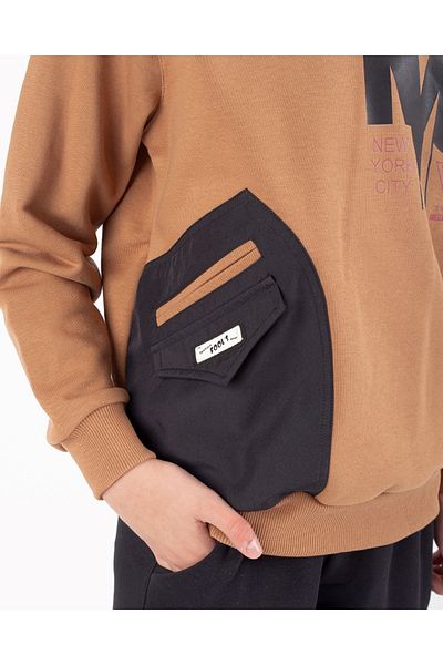 Mnk Baby&Kids Boy's Pocket Detailed Printed Tracksuit Set M00756 Brown