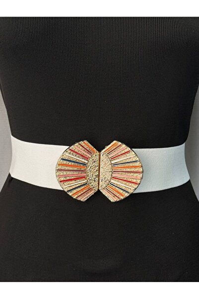 Kemerix Women's Gold Buckle Elastic Waist Belt Corset