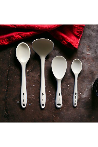 Multiamo Heat Resistant Silicone Colander Ladle Spatula Spoon Set (30-28-22-20 cm) 6 Pieces