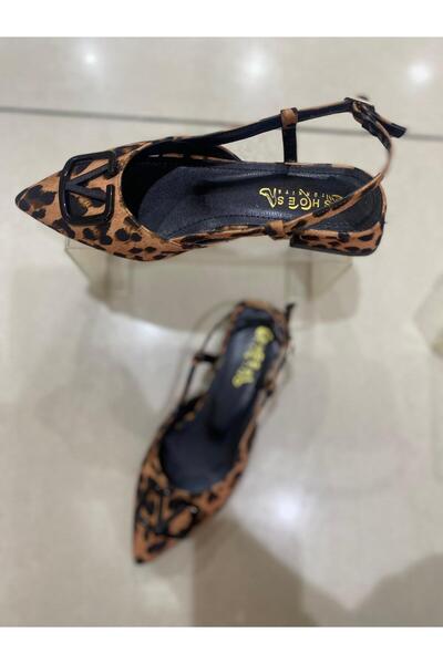 Metin Ayakkabı leopar desen toka aksesuarlı kadın babet
