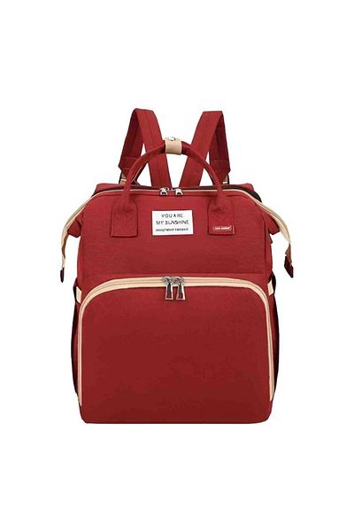 CLICK Multifunctional Backpack for Moms with Foldable Crib, Mom, Red