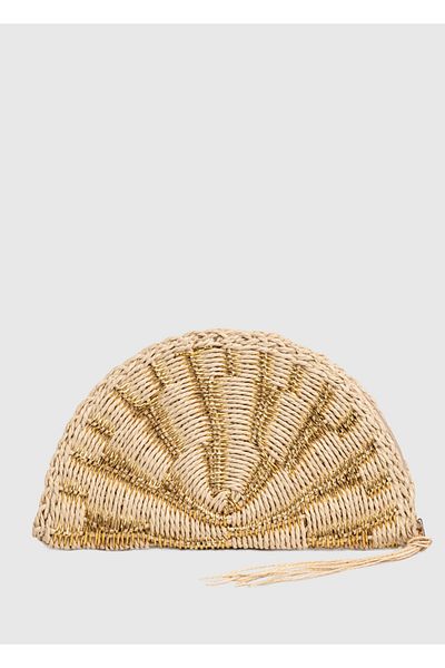 Boleine Clutch Straw Bag Women's Straw Beige&Gold Handbag Bloy25070