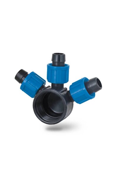 flores Imbinare pentru teava picurare cu piulite, 3 cai de 16 mm x 1"