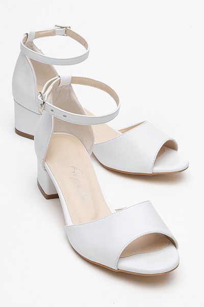 ALPELLİ ByAlp Women's White Short Heeled Comfortable Evening Dress Shoes