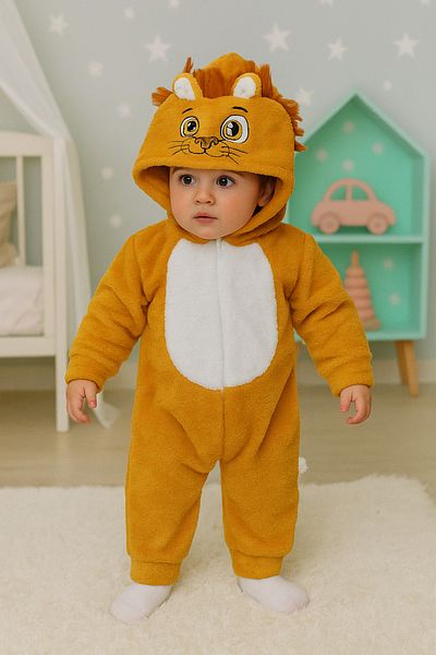 Bilge Trend Girls Boys Welsoft Plush Lion Embroidered Hooded Jumpsuit, Sleeping Bag