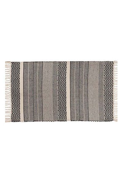 TOPI TOY Beige with black stripes cotton rug, 90 x 60 cm