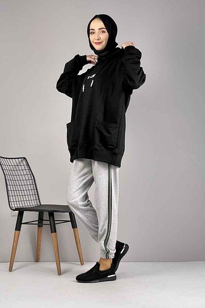 Skygo Stripe Detailed Sweatpants Gray Green
