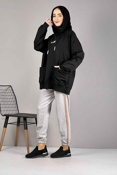 Skygo Stripe Detailed Sweatpants Gray Tan