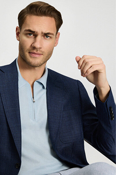 Hemington Linen-Silk Blend Navy Blue Summer Blazer Jacket