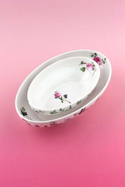 Bursa Porselen Dekor Pink Ivy Rose 2 Size Porcelain Deep Boat Plate
