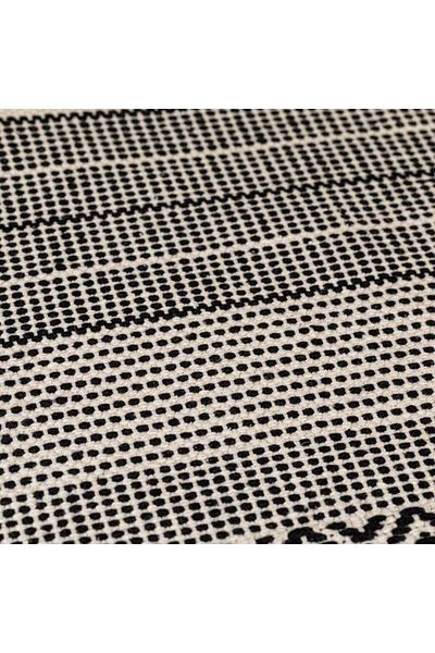 TOPI TOY Beige with black stripes cotton rug, 90 x 60 cm