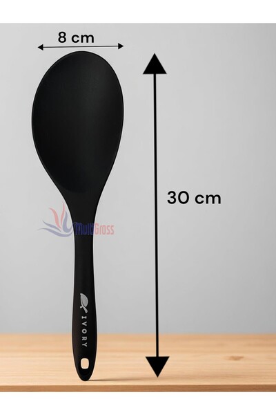 Multiamo Heat Resistant Silicone Colander Ladle Spatula Spoon Set (30-28-22-20 cm) 6 Pieces