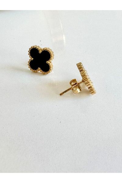 NevoAccessory أقراط نسائية موديل Black Clover – ستانلس ستيل، تصميم أنيق