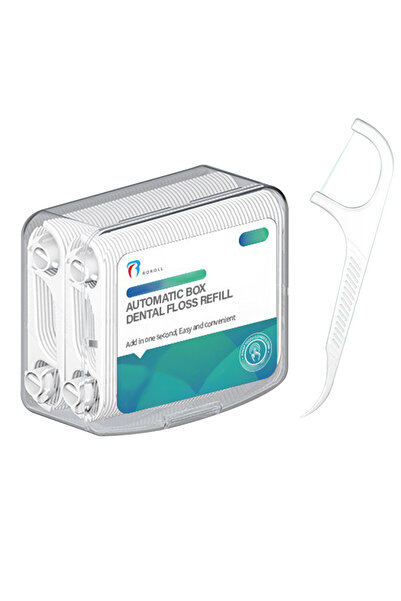 roroll صندوق إعادة تعبئة موزع خيط تنظيف الأسنان بالضغط مع 200 قطعة من خيط تنظ...