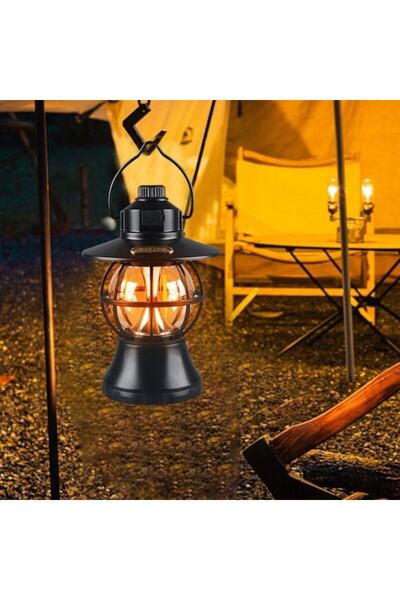 SOFAL Retro Portable Camping Lantern Vintage LED, 1200mAh Rechargeable, 20 cm, Black