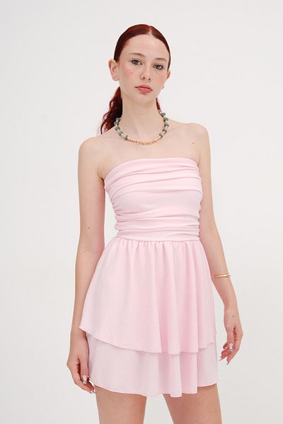 Addax Strapless Gathered Mini Dress E16704-T11