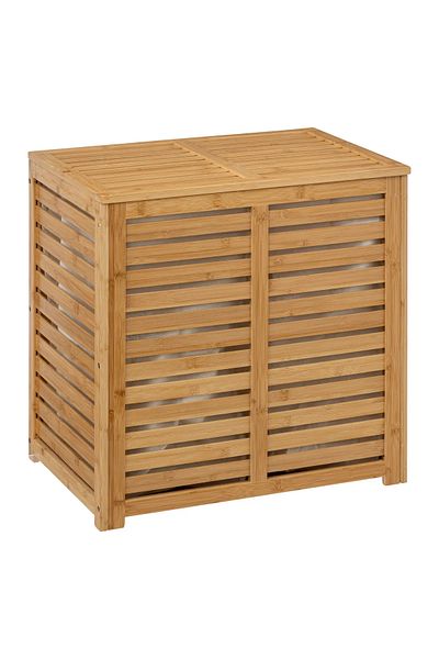 5FiveSmart Cos rufe 5Five Sicela din bambus, 2 compartimente, capacitate 100L, 58x40x60 cm, natur
