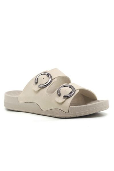 Benittokids Mulex Women's Faux Leather Orthopedic Comfortable Sole Adjustable Buckle Stitched Stylish Out Content Slippers