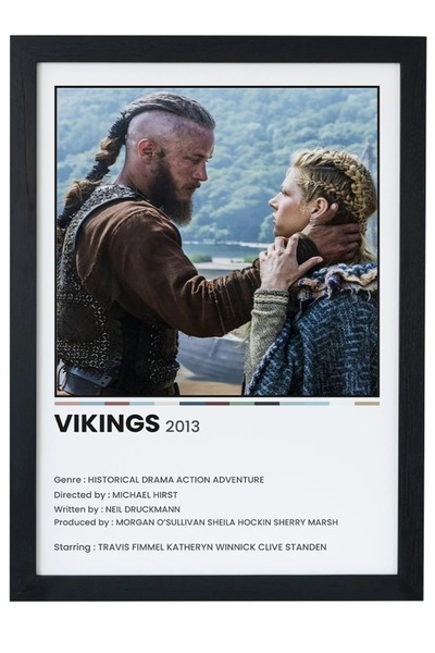 gxe.art Vikings Dizi-Film Siyah Çerçeveli Tablo Poster