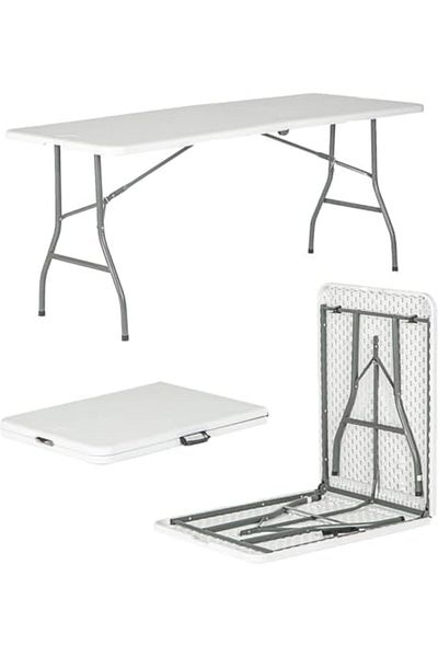SKY TOUCH SKY-TOUCH Lightweight Folding Trestle Table, 180x75x75cm, Heavy-Duty Plastic Picnic and Camping Tabl
