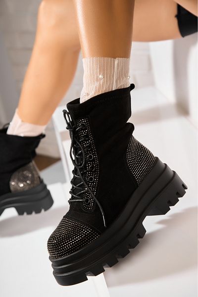 Joana Women's Fur-lined Bronze Boots Made of Eco-Suede Leather Maisie