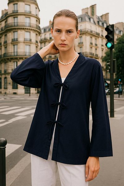 HAKKE Bow Detail Cardigan