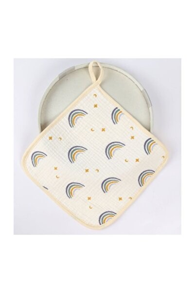 CLICK Prosop absorbant din bumbac pentru bebeluși, 25x25 cm, model curcubeu, ...