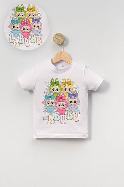 Riffy Baby Character Printed Crew Neck Unisex Kids Tshirt