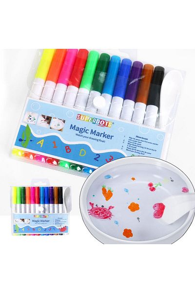 PROCART Set of 11 magic markers for drawing on water, ceramic spoon