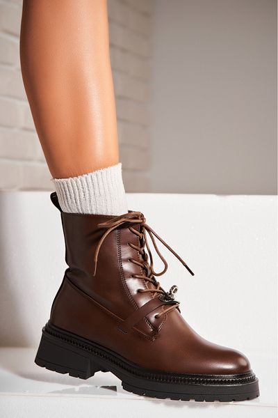 Joana Women's Brown Fur-lined Boots Made of Eco-Leather Mikelle