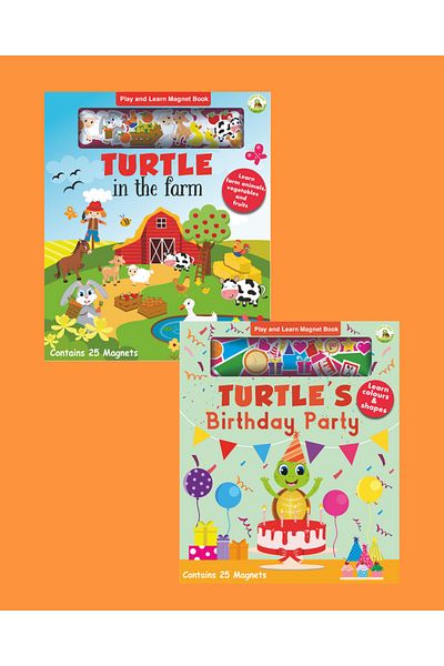 TURTLEKİDS Turtle Kids Play and Learn Magnet Book Series 2 (Farm-Birthday Party)