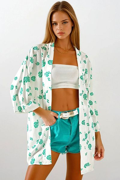 VAGGON Patterned Woven Viscose Kimono