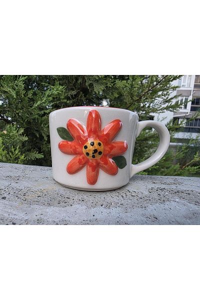 MOSHOME Embossed Flower Pattern Handmade Mug, Tea and Coffee Cup