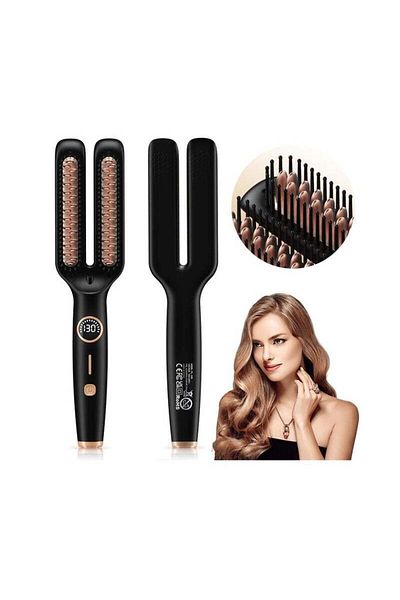 COOYA Electric Hair straightener Brush, With 5 Temp Settings,Double Comb Brush,Safety Design
